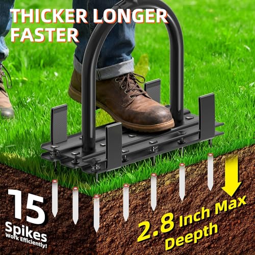 Lawn Aerator with Spring-Loaded Automatic Soil Removal Design