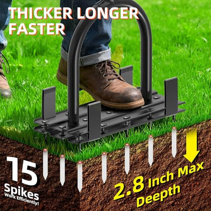 Lawn Aerator with Spring-Loaded Automatic Soil Removal Design