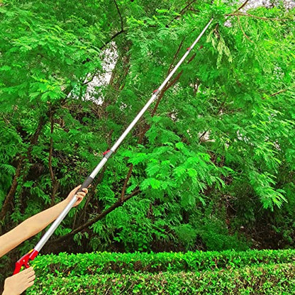 5.4-14.8 FT Tree Pruner Extendable 4 Sections, Telescopic Cut and Hold Trimmers Pole Saws Trimming Long Reach Pruning Shears Branch Cutter Clipper Bypass Lopper Fruit Picker