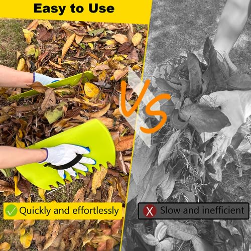 Leaf Scoops Hand Rakes, Leaf Scoops and Claws with Gloves, Lightweight Plastic Leaf Scoop, Large Leaf Grabbers for Picking Up Leaves, Clippings, Grass(1 Set, Yellow) - style: 1 Set,Yellow