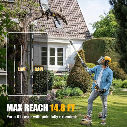 8-Inch Cordless Pole Saw Compatible with Dewalt 20V Max Battery - color: Pole Black