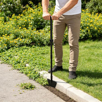 LLARGUEST Edger Lawn Tool, 49 Inch Long Handle Garden Edge with Saw Tooth Blade for Landscaping, Garden,Yard, Camping Heavy Duty Half Moon Edge with T-Grip,Garden Edging Tool
