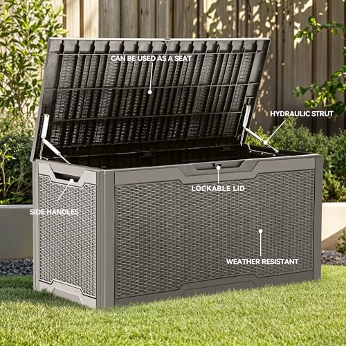 YITAHOME 100 Gallon Large Deck Box - color: Taupe