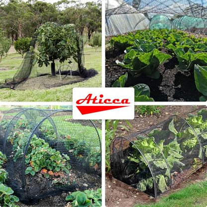 ATICCA 7.5 x 65 FT Heavy Duty Bird Netting for Garden, 10 Stakes, Black - size: 7.5x65 Bird Netting