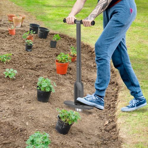 Dolibest Bulb Planter Tool w/Soft Rubber Grip, Grass Plugger Tool w/Stainless Steel Sharp Serrations, pre-Assembled Sod Plugger w/Centre Auto Dump Design for Lawn Planting Bulbs and Grass Repair - color: Black A-3.5'' depth