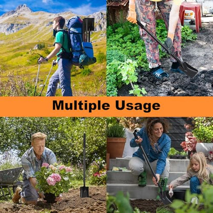 Small Square Shovel 43.3Inches Small Shovel with Metal Handle Garden Tool for Camping Farming Gardening Digging, Black - color: Black
