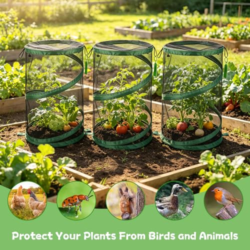 3Pcs Pop Up Plant Covers from Animals-20"x14" Foldable Mesh Plant Protector