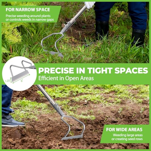 Weed Puller Tool, 65" Long Handle Heavy Duty Stand Up Weeder – No Bending Hand Weeder Remover for Gardening, Lawn, Yard, Patio – Garden Hoe for Weeding