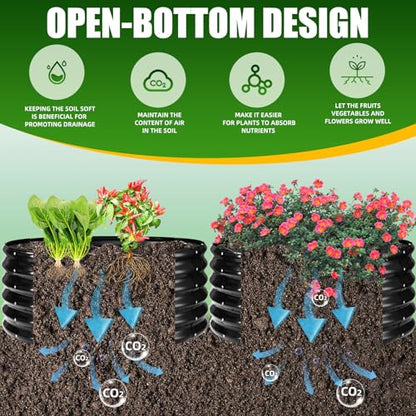TBMLC 17" Tall,40" Diameter Elevated Round Metal Raised Garden Bed Black - color: Black, size: 3.3FT Diameter