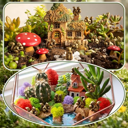 Weysat 50 Pcs Mini Bronze Squirrel Statue, Fall Squirrel Figurine Decor - style: Squirrels