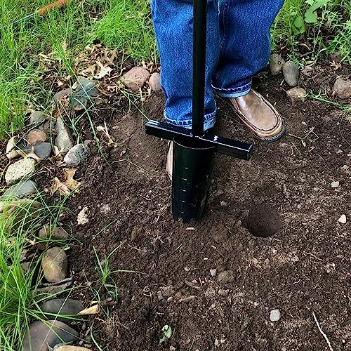Bulb Planter Long Handle 39" Garden Tool - Walden Perfect Planter with Foot Bar for Tulips, Daffodils, Flowers - Heavy Duty Steel Bulb Transplanter Digger with Depth Markers, No Bending