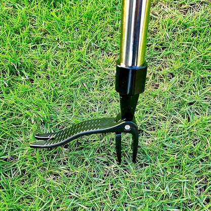 Weed Puller Tool, Metal Stand Up Weed Puller Tool with Long Handle, 4 Claw Steel Head Weeder Tool with 4-Sectioal Pole Design, Garden Hand Weeding Tool, Smoothly Remove Weeds Without Kneeling (Black)