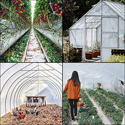 VEVOR Greenhouse Plastic Sheeting 15 x 40 ft, 6 Mil Thickness UV Resistant Clear Polyethylene Film, Hoop Green House Cover for Farms, Agriculture, Garden - size: 15 x 40 ft