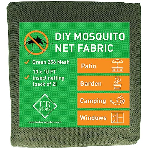 Green DIY Mosquito Net Fabric | 10x10 FT Netting 2 Pack | Insect Cover - color: Green, size: 10x10 FT (Pack of 2)
