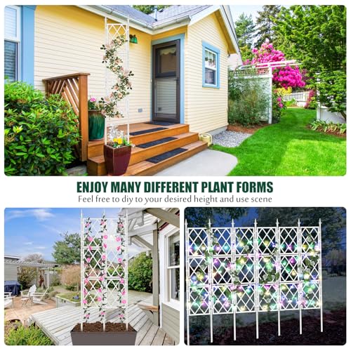 WellSign 63 Inch Metal Pipe Garden Trellis for Climbing Plants Outdoor - color: White
