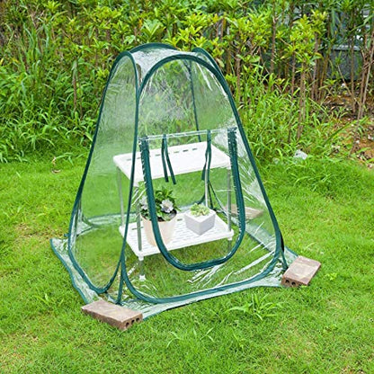 Lyellfe Pop Up Greenhouse Cover, PVC Mini Greenhouse with Nails - size: 28" x 28" x 34"