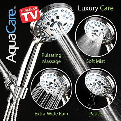 AquaCare 8-mode High Pressure Handheld Shower Head with 2-mode Power Wash - color: Premium Chrome, style: 1.8 Gallon Per Minute