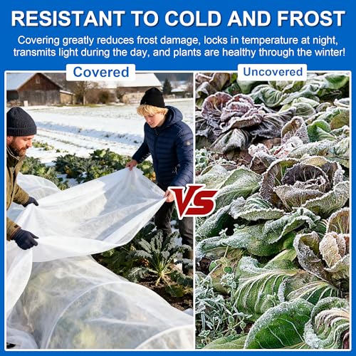 Plant Covers Freeze Protection, 10 * 40FT 1.1 oz/yd² Large Thick Frost Blankets for Outdoor Plants in Winter, Floating Row Cover for Vegetable Garden, Frost Cloth Plant Freeze Protection