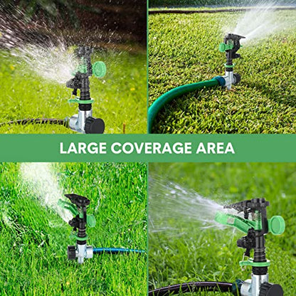Sprinklers for Yard Garden Sprinkler 360 Degree Automatic Rotating Lawn Sprinkler with Water Stop Ring Adjustable Rotating Pulsating Sprinklers for Yard Ground Grass Irrigation System (16 Pack)