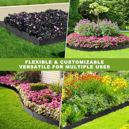 Landscape Edging, No Dig Interlocking Garden Edging Border for Landscaping, Flexible Flower Bed Lawn Edging for Outdoor Pathway, Easy DIY No Stakes, Pound-in, 6'' Tall (Black, 40 FT / 40 Pcs) - size: 40 FT / 40 Pcs