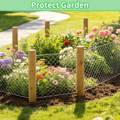 Chicken Wire 15.7 in x 590.5 in Poultry Wire Netting Hexagonal Galvanized Mesh Garden Fence Barrier for Pet Rabbit Chicken Fencing with 100 Pcs Cable Zip Ties - color: Silver, size: 15.7"x590.5"+100Ties