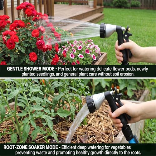 GREEN MOUNT Water Hose Nozzle 2-Pack, Zinc Alloy Garden Spray Nozzle with Adjustable Spray Patterns, Leakproof Rustproof Trigger Lock for Outdoor Cleaning & Car Wash, Silver & Silver - color: Silver & Silver