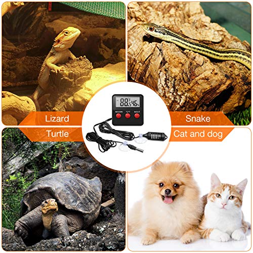 Weewooday 2 Pcs Digital Reptile Thermometer Hygrometer Gauge with Probes