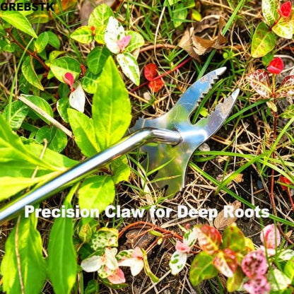 GREBSTK Deep Root Weed Puller, Stainless Steel Heavy Duty 5+2 Tooth
