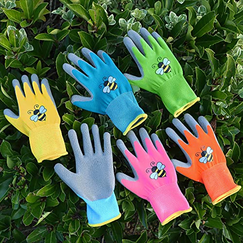 12 Pairs Kids Gardening Work Gloves (Large (Age 9-11)) - size: Large (Age 9-11)