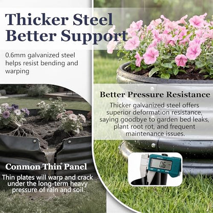 Round Raised Garden Bed, 3 Pack, 2 x 2 x 1 Ft, Black - color: Jett Black
