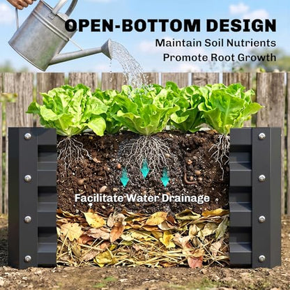 Outsunny 2 Piece 2' x 2' x 1' Galvanized Raised Garden Bed, Dark Gray - color: Gray