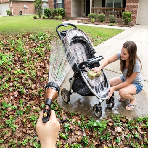 GREEN MOUNT Water Hose Nozzle Spray Nozzle, Metal Garden Hose Nozzle with Adjustable Spray Patterns, Perfect for Watering Plants, Washing Cars - color: Bronze