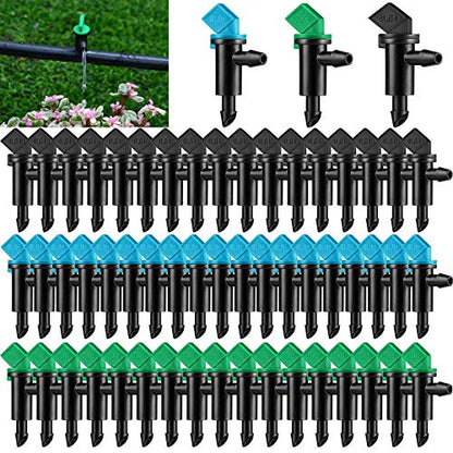 60-Pack Flag Drip Emitters for Drip lrrrigation, 3 Sizes,1/2/4 GPH
