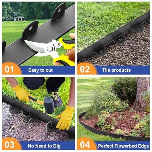 Jorvila No Dig Landscape Edging Kit, 1.5" x 80' Plastic Garden Edging - size: 1.5in x 80FT