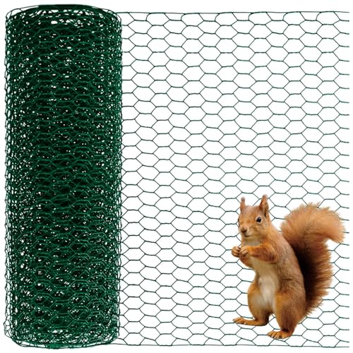 Wire for Floral Arrangements, Green Mesh, 0.6 Inch Hexagonal Galvanized PVC Coated Netting Fence for Crafts, Poultry (16 in x 26 ft) - size: 16 in x 26 ft