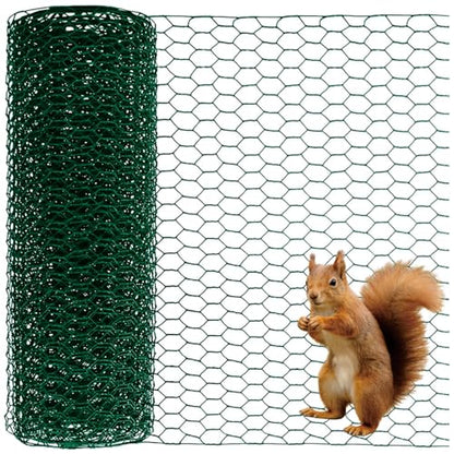 Wire for Floral Arrangements, Green Mesh, 0.6 Inch Hexagonal Galvanized PVC Coated Netting Fence for Crafts, Poultry (16 in x 26 ft) - size: 16 in x 26 ft