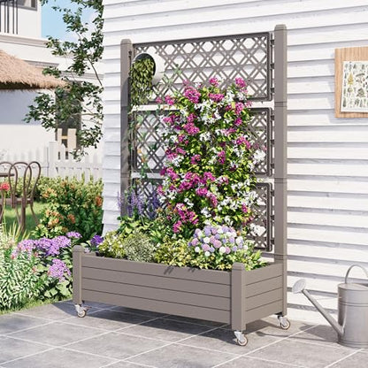 Fancyango Raised Garden Bed with Wheels 61.2" H -Medium Gray - color: Medium Gray, size: 61.2"H