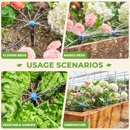 HIRALIY 200FT Drip Irrigation Kit for Garden Watering