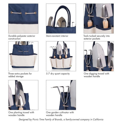 Picnic TIME Disney Mickey Mouse & Minnie Mouse Garden Bag with Tool Set, Garden Tool Organizer Bag, Gardening Tools Gifts for Women and Men, (Navy Blue with Beige Accents) - color: Disney Mickey Mouse & Minnie Mouse - Navy Blue with Beige Accents