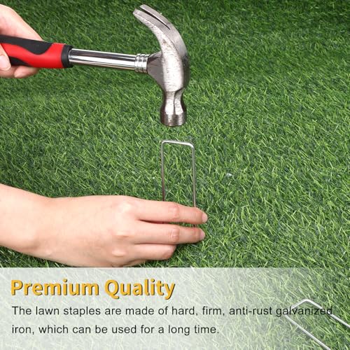 HongWay 240 Pack Landscape Staples 4 Inch, Galvanized Garden Stakes - size: 4 Inch