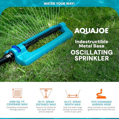 Aqua Joe Oscillating Lawn Sprinkler, 4400 Sq Ft, 2 Pack, SJI-OMS20