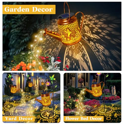 Solar Watering Can Lights, Hummingbird Hanging Lanterns, Mom Birthday Gifts - style: Hummingbird with Sunflower