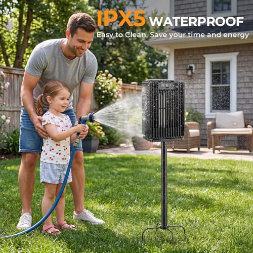 Solar Bug Zapper Outdoor, Solar Mosquito Zapper Outdoor with Ground Bracket, AUTO On/Off Solar Fly Zapper with Illuminated Light, Rechargeable Cordless Mosquito Traps for Camping Paito Backyard Garden