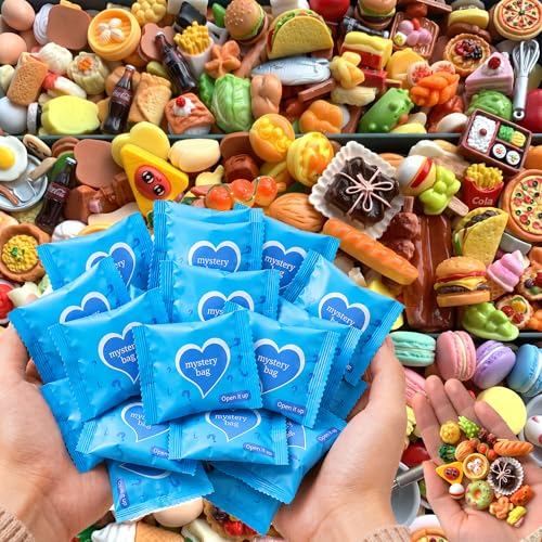 Mini Food Resin Models – Mini Blind Bags with Mystery Decorative Pieces, Individually Wrapped Dessert Decorative Pieces for Stress Relief, Fairy Garden DIY & Classroom Prizes - color: Mini Food Treats