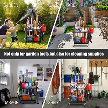 Mythinglogic Rolling Garden Tool Organizer for Garage, Yard and Lawn Tools - size: Deluxe Tower