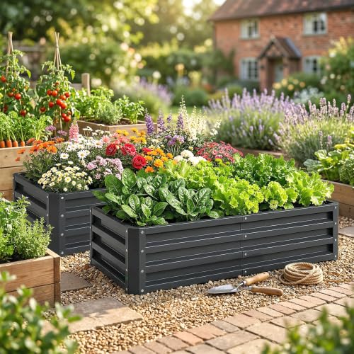 Outsunny 4' x 2' x 1' Galvanized Raised Garden Bed, Gray - color: Gray