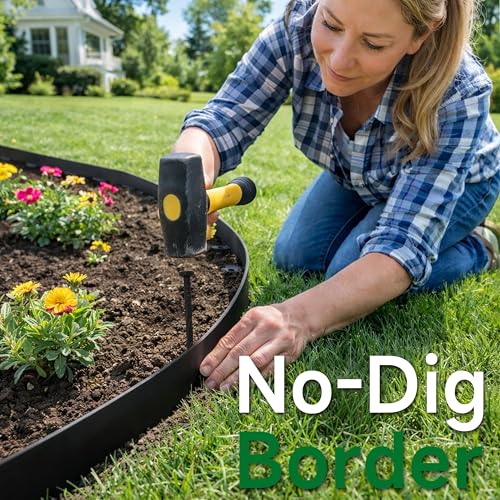 Gardzen 1.5" x 33' Landscape Edging Kit - color: Black, size: 1.5IN-33FT