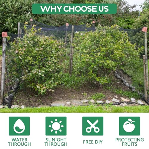 Unves 65 x 13 Ft Bird Netting for Garden, Heavy Duty Garden Net - color: Black, size: 13 x 65 Ft
