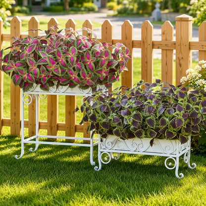 HyeFlora Artificial Coleus Plants Outdoor 5 Pcs (Brown) - color: Green