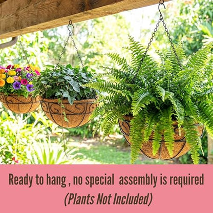 LaLaGreen Hanging Planter for Outdoor Plants (20 in, 2 Pack) Black Pots - size: 20" x 2 Pack
